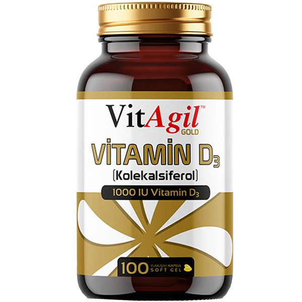 Allergo VitAgil Gold Vitamin D3 1000 IU 100 Capsules Vitamin D Supplement