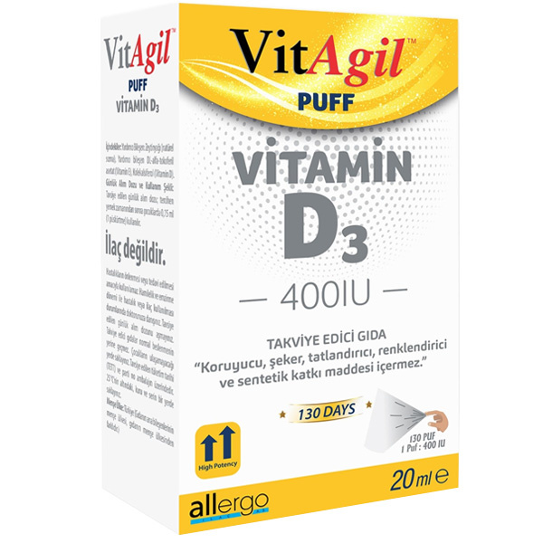 Allergo VitAgil Vitamin D3 400 IU 20 ML Spray Vitamin D Supplement