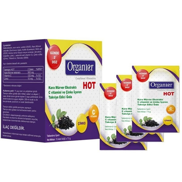 Organier Hot Black Elderberry Vitamin C Zink Ergänzungsfuttermittel 15 Sachet