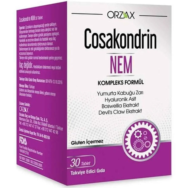 Orzax Cosakondrin Moisture 30 Tabletten Nahrungsergänzungsmittel