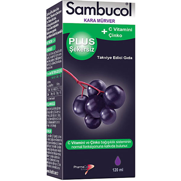 Sambucol Plus Sugar Free Liquid Black Elderberry Extract 120 ML Vitamin C Supplement