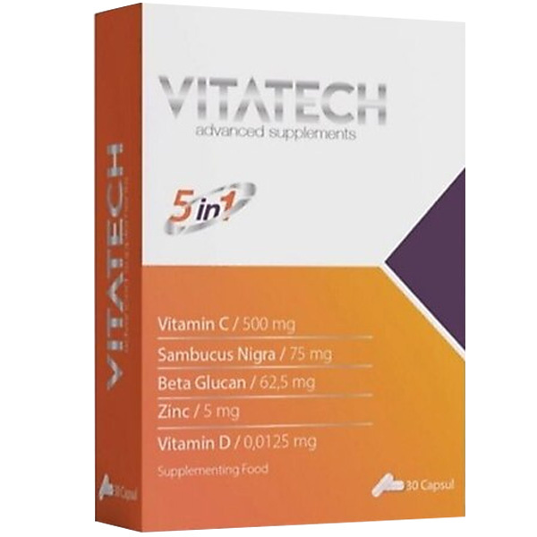 Vitatech 5in1 Vitamin C Black Elderberry Beta Glucan Zinc Vitamin D 30 Capsules