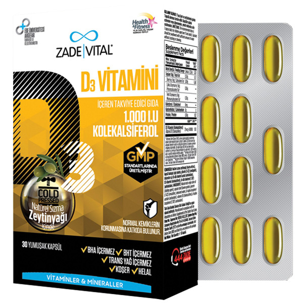 Zade Vital Vitamin D3 1000 IU 30 Soft Capsules